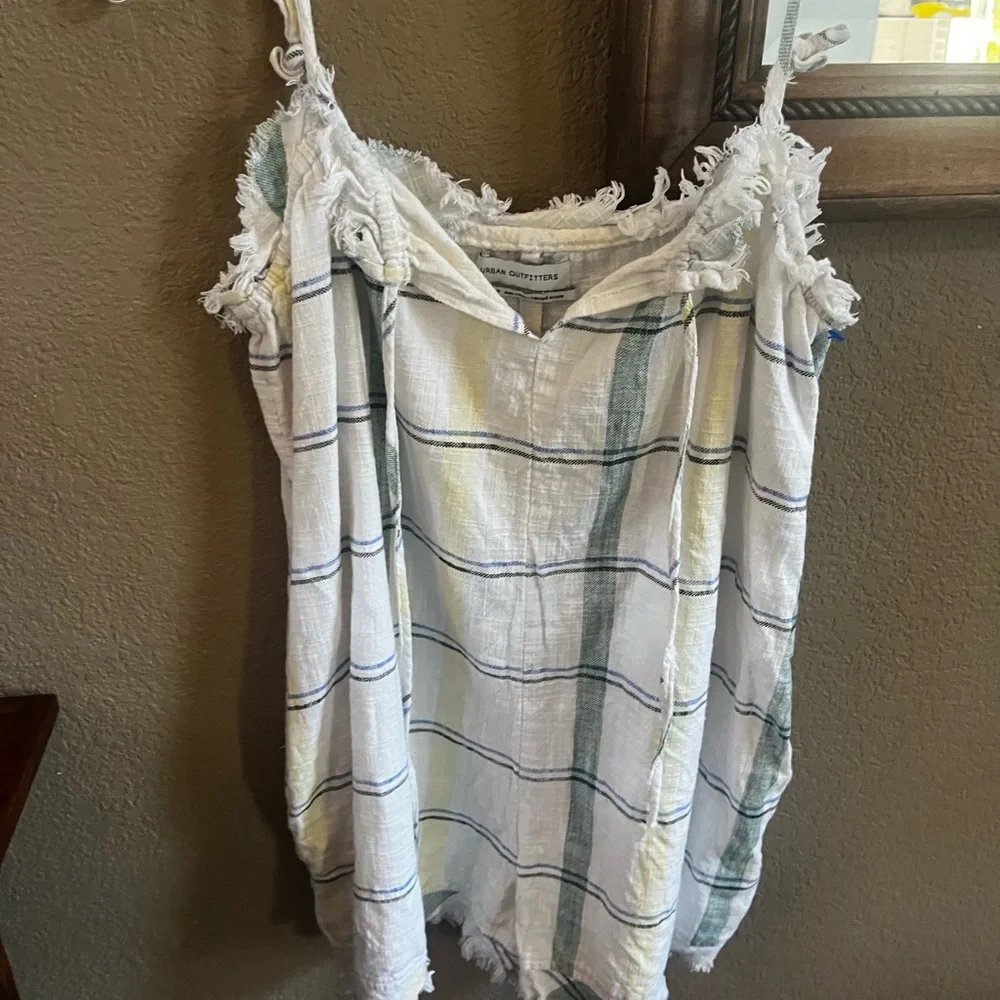Urban Outfitters White Plaid Stripe Romper Size S. - Picture 2 of 5